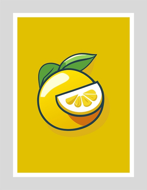 Abstract lemon fruits posters template modern trendy minimal style