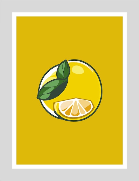 Abstract lemon fruits posters template modern trendy minimal style