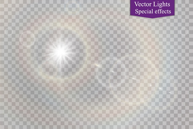 Vector abstract lens gold front solar flare transparent special light effect design