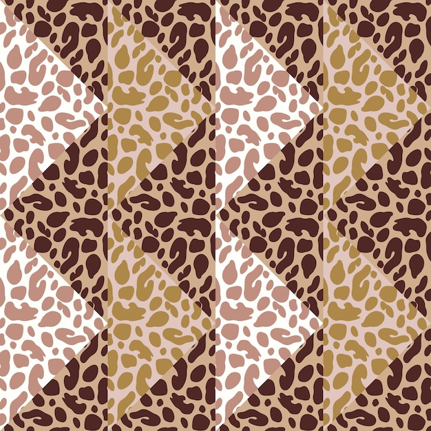 Abstract leopard skin mosaic seamless pattern design Geometric animal skin endless background Vintage cheetah fur wallpaper