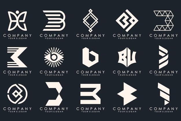 Vector abstract letter b logo icon set design for business of luxury elegant simple