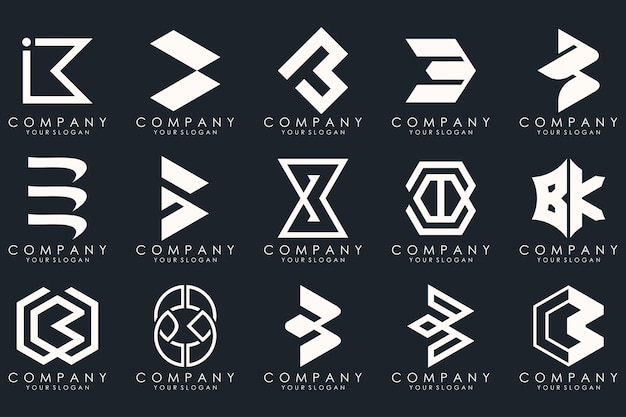 Abstract letter B logo icon set design for business of luxury elegant simple