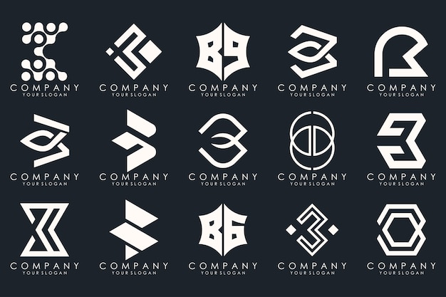 Vector abstract letter b logo icon set design for business of luxury elegant simple