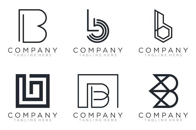 abstract letter B logo icon set design for business