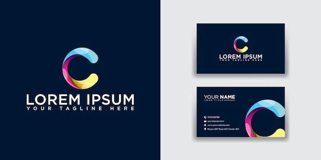 Abstract letter c logo with business card template