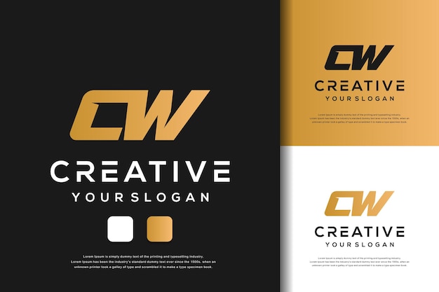 Abstract letter cw logo template