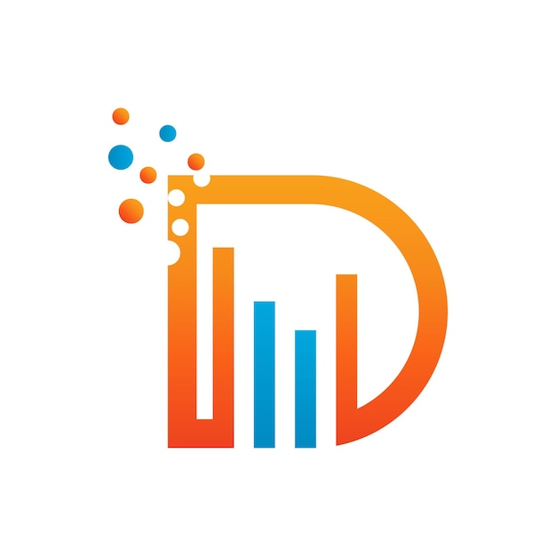 Abstract letter D data bars vector logo design