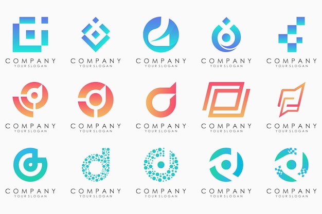 Abstract letter D logo icon set design for business of luxury elegant simple