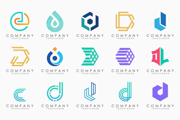 Abstract letter d logo icon set design for business of luxury elegant simple