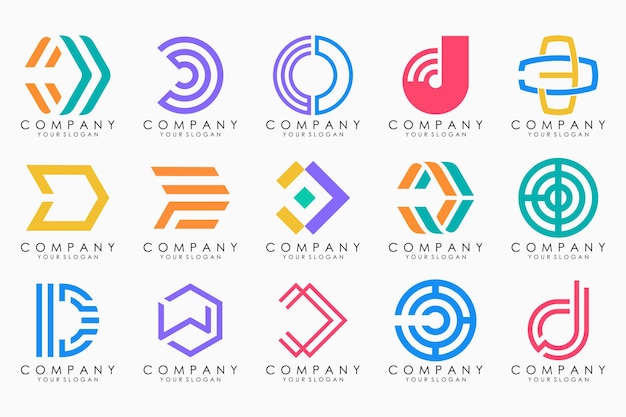 Abstract letter d logo icon set design for business of luxury elegant simple