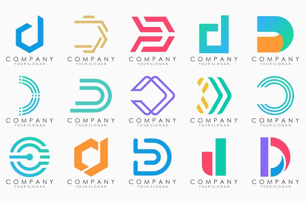 Abstract letter d logo icon set design for business of luxury elegant simple