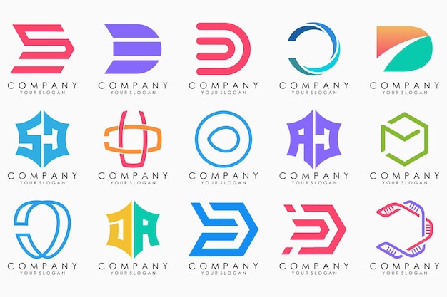 Abstract letter d logo icon set design for business of luxury elegant simple