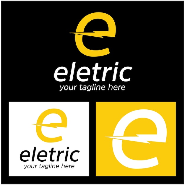 Vettore elemento del modello di progettazione del logo del vettore piatto del logo dell'elettricità e della lettera astratta
