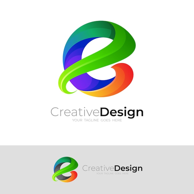 Abstract letter e logo with colorful design