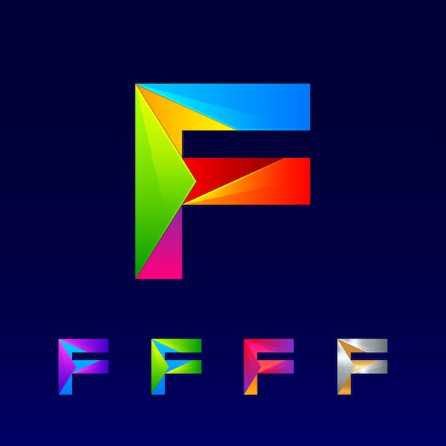 Абстрактный дизайн логотипа буквы f с 3d глянцевым цветом и градиентом для бизнес-компании
