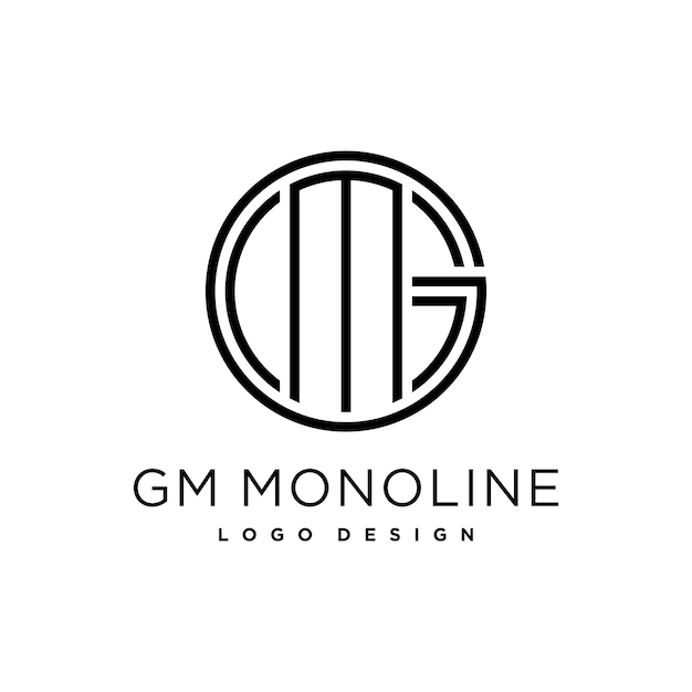 Vettore lettera astratta gm mono line logo design azienda moderna