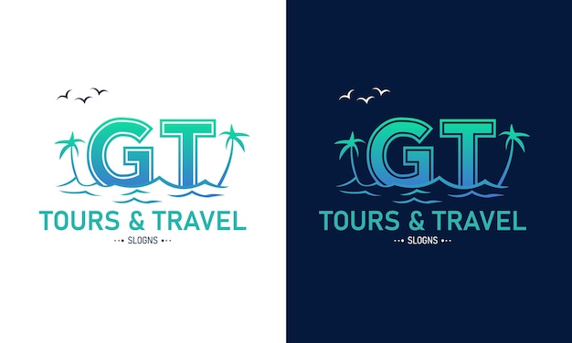 Abstract Letter GT TG met Travel Logo Design Initial Summer Travel Logo Icon Vector