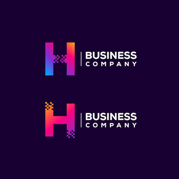 Abstract Letter H Logo design with Pixels Square Shape for Technology and Digital Business Company