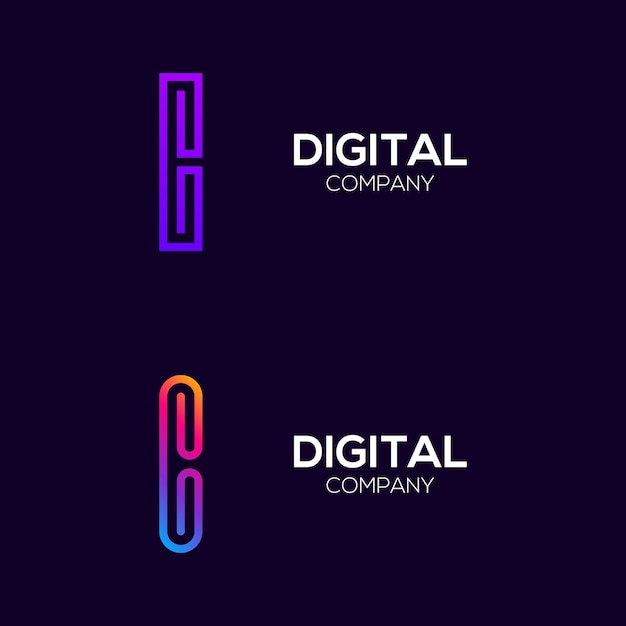 Lettera astratta i logo colorato con tecnologia a tre linee e concetto di collegamento di connessione digitale