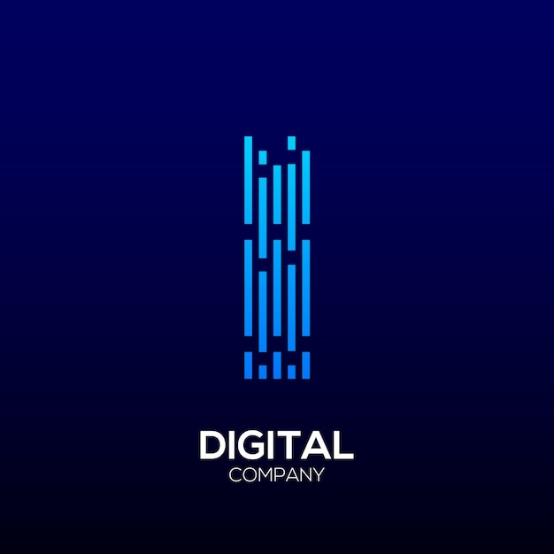 Вектор Абстрактная буква i с элементами линии pixel для компании digital and technology data business company