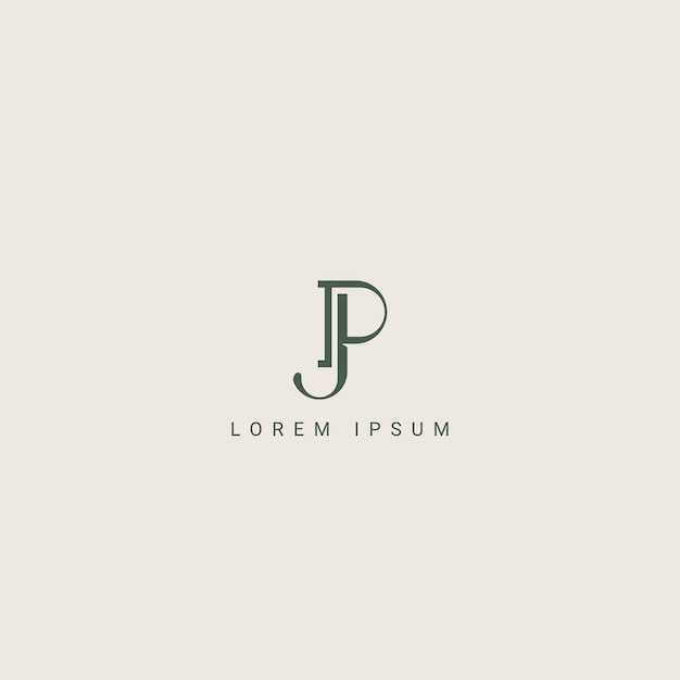 abstract letter jp pj monogram logo vector template initial based minimal flat icon vector