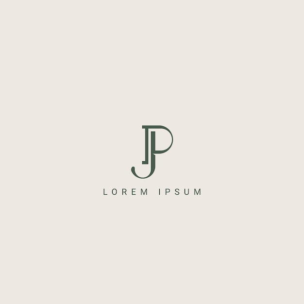 Vector abstract letter jp pj monogram logo vector template initial based minimal flat icon vector