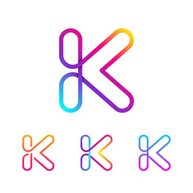 Vector abstract letter k logo design with linear and loops concept for technology and digital company