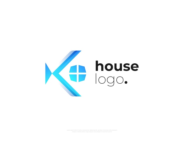 Abstract letter k-logo met huisconcept letter k met vensterlogo voor vastgoedarchitectuur of bouwindustrielogo
