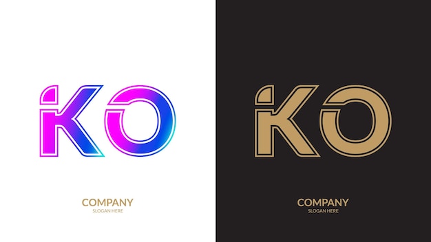 ベクトル 抽象的な文字 ko ロゴデザインのテンプレート