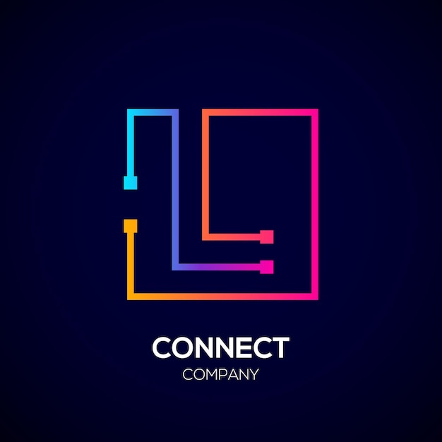 Vettore design astratto del logo della lettera l con punti e forma quadrata per la tecnologia e la società di affari digitali