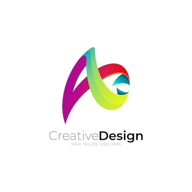 Abstract Letter A logo modern design vector colorful