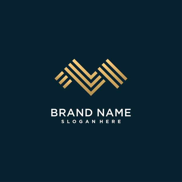 Abstract letter logo with initial M modern golden unique Premium Vector part 3