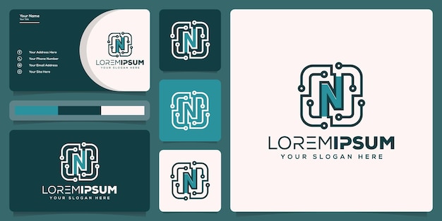 Abstract letter n with tech logo design