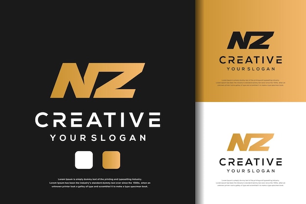 Абстрактная буква nz логотип шаблон