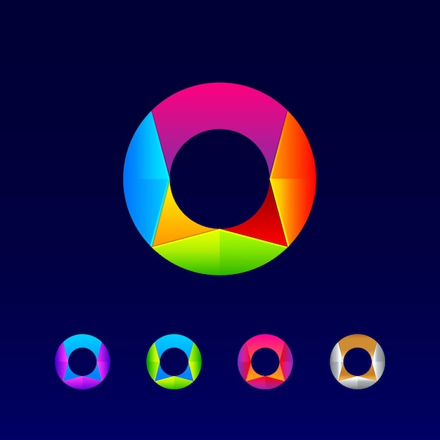 Abstract Letter O logo design with 3d Glossy colorful and gradient for Business company