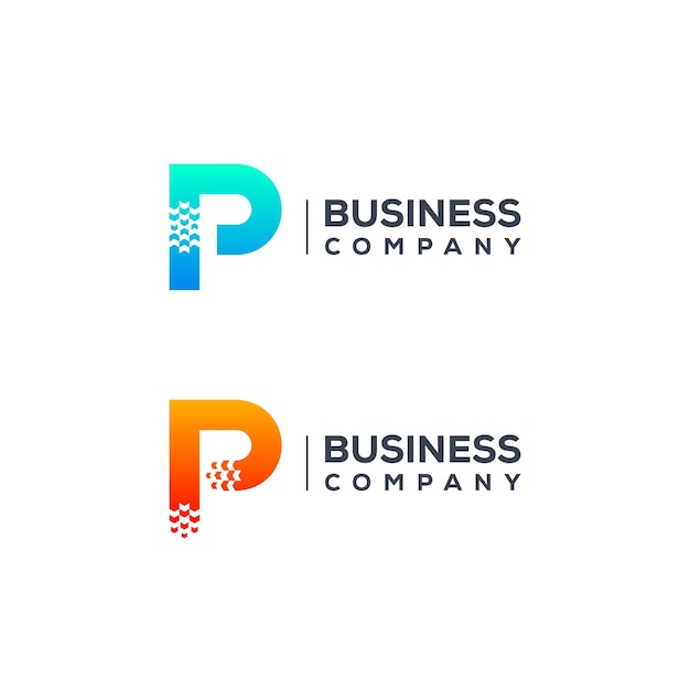 Абстрактная буква p дизайн логотипа со стрелками в форме указателя для компании logistics delivery express