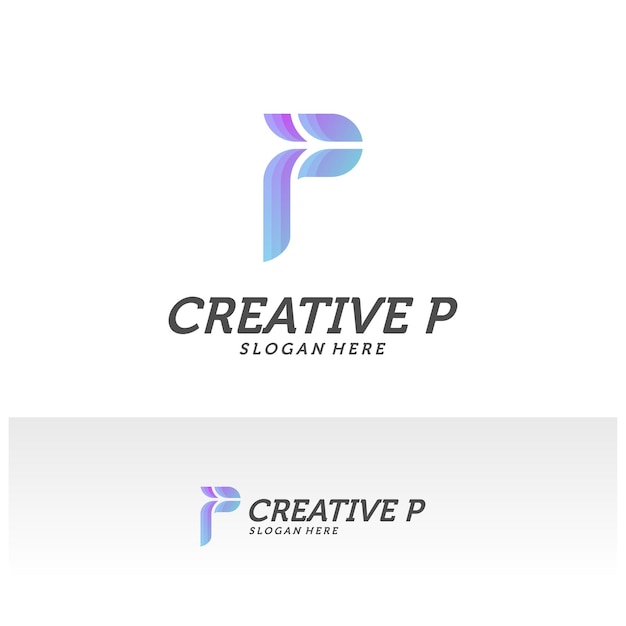 Abstract letter P logo icon for corporate identity design isolated, Creative P logo design template vector