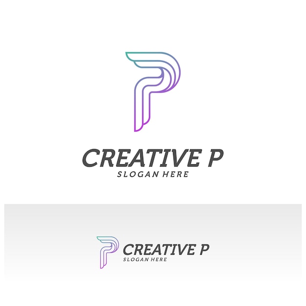 Abstract letter P logo icon for corporate identity design isolated, Creative P logo design template vector