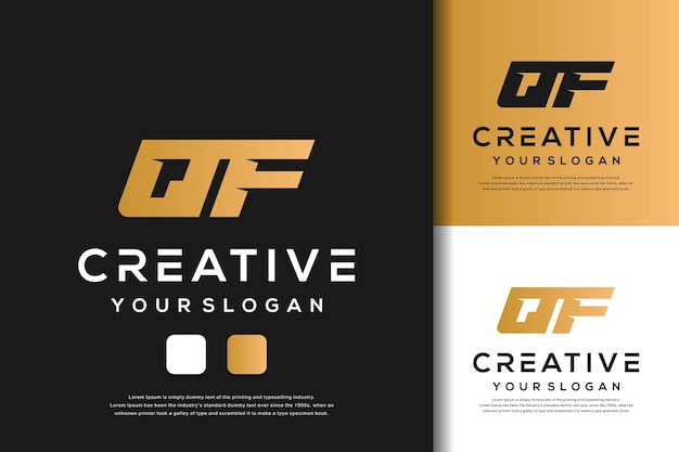 abstract letter qf logo design