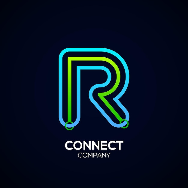 Abstract Letter R Logo Design with Connect concept for Technology and Digital Business Company