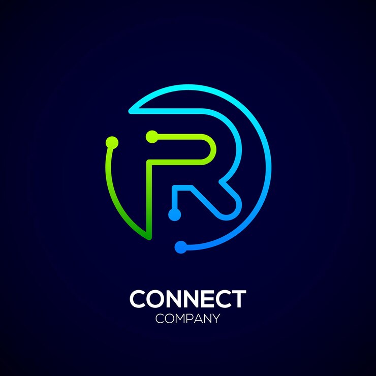 Vector abstract letter r logo design with dots and circle shape for technology and digital business company