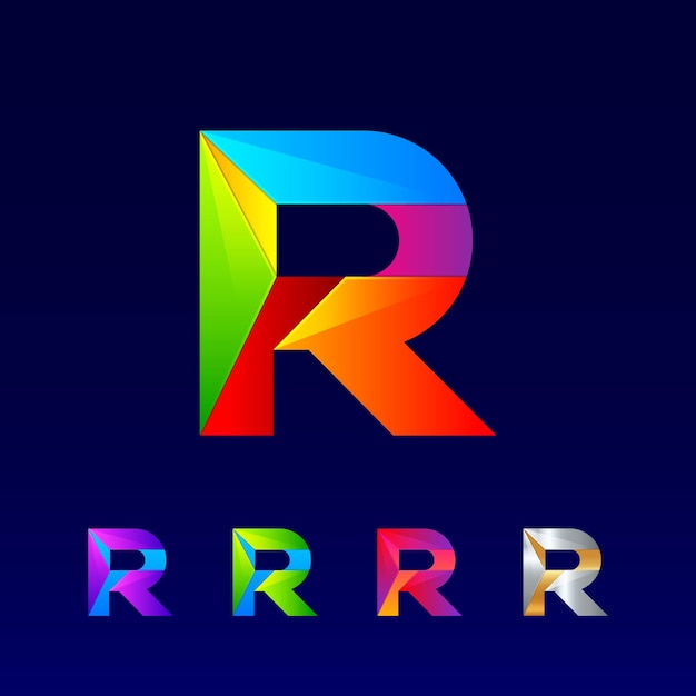 Abstract Letter R-logo-ontwerp met 3d glanzend kleurrijk en verloop voor zakelijk bedrijf