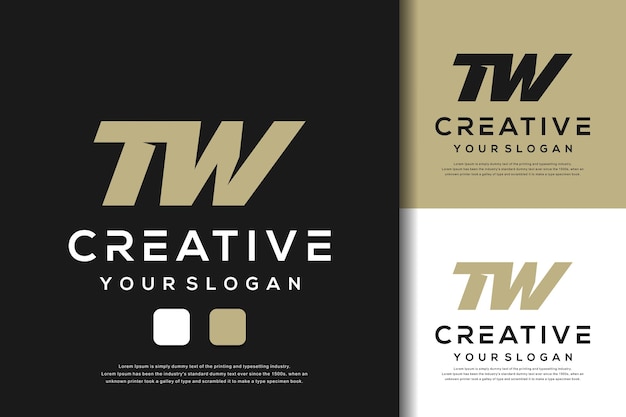 абстрактная буква tw дизайн логотипа