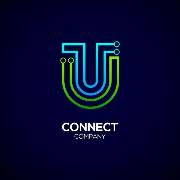 Vector abstract letter u-logo-ontwerp met lijn en punten connect voor technologie en digitaal zakelijk bedrijf