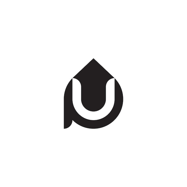 抽象文字 UP イニシャル ベースの矢印記号のロゴ デザイン