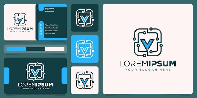 ベクトル ハイテクロゴデザインの抽象的な文字v