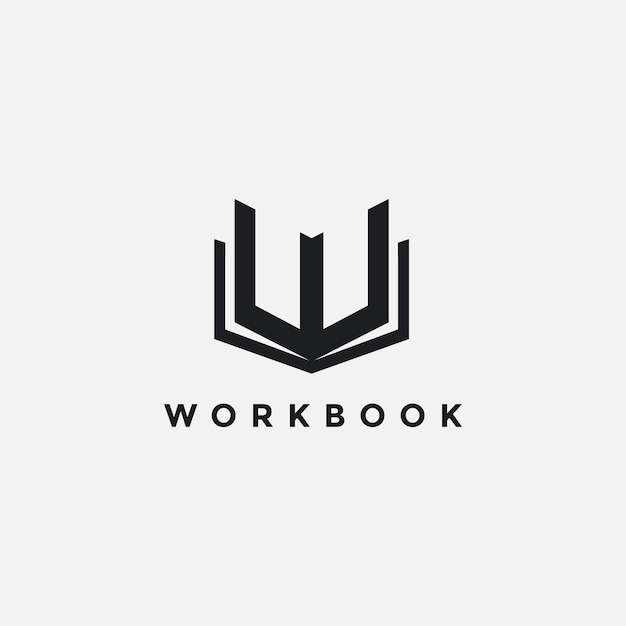 Abstract Letter w and book for workbook logo icon vector template on white background