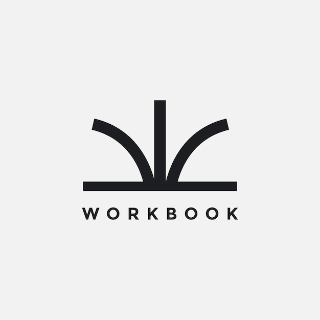 Abstract letter w and book for workbook logo icon vector template on white background