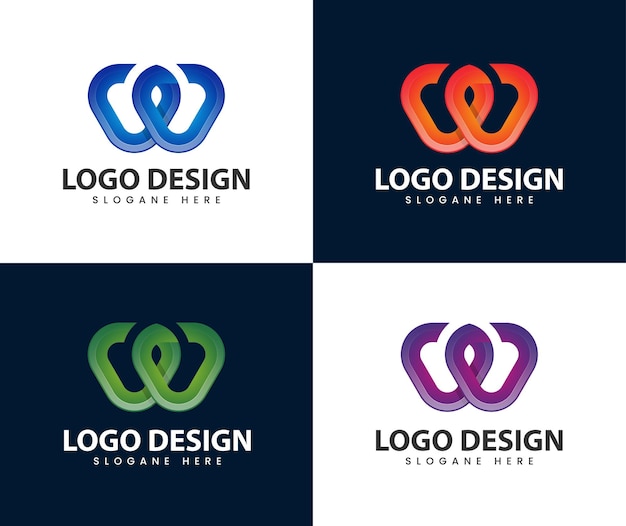 Abstract letter w logo design