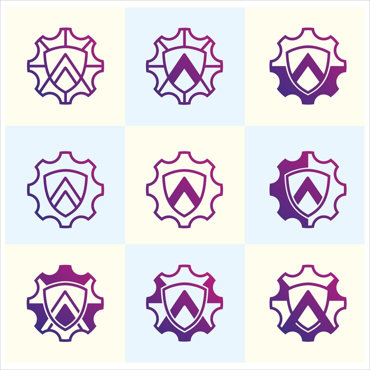 Abstract Letter A with Gear logo icon design set